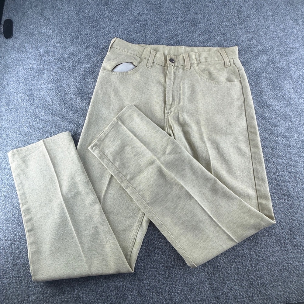 Levis Sta-Prest Vintage Tan Hopsack Trousers Talon 42 Zipper Black Tab 32x29
